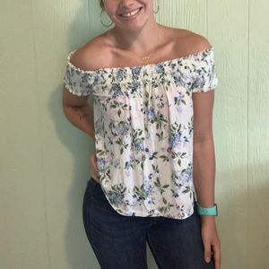 Floral off the shoulder shirt